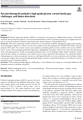 Cover page of Vaccine therapy for pediatric high-grade glioma: current landscape, challenges, and future directions