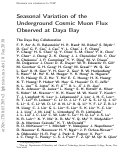 Cover page: Seasonal variation of the underground cosmic muon flux observed at Daya Bay