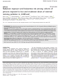 Cover page: Radiation exposure and leukaemia risk among cohorts of persons exposed to low and moderate doses of external ionising radiation in childhood.