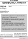 Cover page: Development and Validation of a Novel Triage Tool for Predicting Cardiac Arrest in the Emergency Department