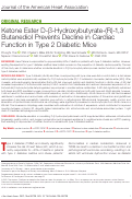 Cover page: Ketone Ester D‐β‐Hydroxybutyrate‐(R)‐1,3 Butanediol Prevents Decline in Cardiac Function in Type 2 Diabetic Mice