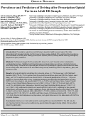 Cover page: Prevalence and Predictors of Driving after Prescription Opioid Use in an Adult ED Sample