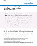 Cover page: Language-Concordant Primary Care Physicians for a Diverse Population: The View from California