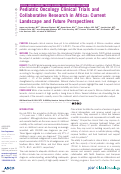 Cover page: Pediatric Oncology Clinical Trials and Collaborative Research in Africa: Current Landscape and Future Perspectives.