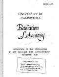 Cover page: SEPARATION OF THE LANTHANIDES BY ION EXCHANGE WITH ALPHA-HYDROXY ISOBUTYRIC ACID