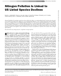 Cover page: Nitrogen Pollution Is Linked to US Listed Species Declines