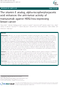 Cover page: The vitamin E analog alpha-tocopheryloxyacetic acid enhances the anti-tumor activity of trastuzumab against HER2/neu-expressing breast cancer