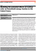 Cover page: Modeling the potential effects of rooftop solar on household energy burden in the United States