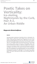 Cover page: Poetic Verticalities: Ice-Skating, Nightstands by the Curb, Hair A-Z, The Highline