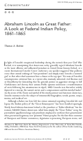 Cover page: Abraham Lincoln as Great Father: A Look at Federal Indian Policy, 1861–1865