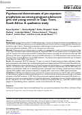 Cover page: Psychosocial determinants of pre-exposure prophylaxis use among pregnant adolescent girls and young women in Cape Town, South Africa: A qualitative study