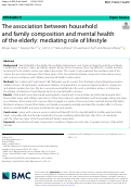 Cover page: The association between household and family composition and mental health of the elderly: mediating role of lifestyle.