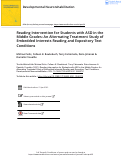 Cover page: Reading Intervention for Students with ASD in the Middle Grades: An Alternating Treatment Study of Embedded Interests Reading and Expository Text Conditions