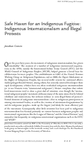 Cover page: Safe Haven for an Indigenous Fugitive: Indigenous Internationalism and Illegal Protests