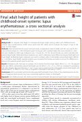 Cover page: Final adult height of patients with childhood-onset systemic lupus erythematosus: a cross sectional analysis