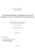 Cover page: Using Digital Drawing to Integrate the Gestural Qualities of Craft in CAM-Based Clay 3D Printing