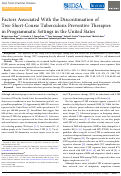 Cover page: Factors Associated With the Discontinuation of Two Short-Course Tuberculosis Preventive Therapies in Programmatic Settings in the United States.