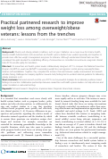 Cover page: Practical partnered research to improve weight loss among overweight/obese veterans: lessons from the trenches
