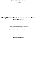Cover page: Mining Electronic Health Records to Improve Remote Health Monitoring