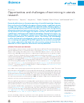 Cover page: Opportunities and challenges of text mining in materials research