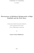 Cover page: Fluctuations in Radiation Backgrounds at High Redshift and the First Stars