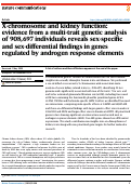 Cover page: X-chromosome and kidney function: evidence from a multi-trait genetic analysis of 908,697 individuals reveals sex-specific and sex-differential findings in genes regulated by androgen response elements.