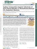 Cover page: Surface Composition Impacts Selectivity of ZnTe Photocathodes in Photoelectrochemical CO2 Reduction Reaction