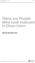 Cover page: There Are People Who Look Indecent in Clean Linen