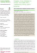 Cover page: Integration of new information in memory: new insights from a complementary learning systems perspective