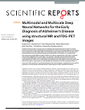 Cover page: Multimodal and Multiscale Deep Neural Networks for the Early Diagnosis of Alzheimer’s Disease using structural MR and FDG-PET images