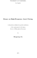 Cover page: Essays on High Frequency Asset Pricing
