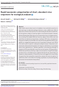 Cover page: Rapid taxonomic categorization of short, abundant virus sequences for ecological analyses.