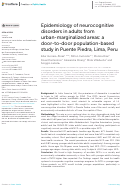 Cover page: Epidemiology of neurocognitive disorders in adults from urban-marginalized areas: a door-to-door population-based study in Puente Piedra, Lima, Peru.