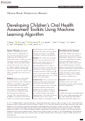 Cover page: Developing Children's Oral Health Assessment Toolkits Using Machine Learning Algorithm.