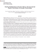 Cover page of Healing Relationships: Emotion Work in Environmental Justice Community-University Relationships