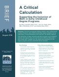 Cover page: A Critical Calculation: Supporting the Inclusion of Math in Early Childhood Degree Programs