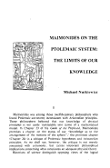 Cover page: Maimonides on the Ptolemaic System: The Limits of Our Knowledge