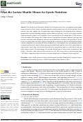 Cover page: What the Lactate Shuttle Means for Sports Nutrition