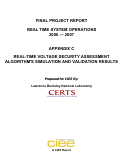 Cover page: Real-time Voltage Security Assessment: Algorithms Simulation and Validation Results