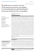 Cover page: Quantification of transient increase of the blood–brain barrier permeability to macromolecules by optimized focused ultrasound combined with microbubbles