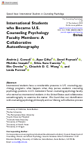 Cover page: International Students who Became U.S. Counseling Psychology Faculty Members: A Collaborative Autoethnography