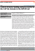 Cover page: Control of motor landing and processivity by the CAP-Gly domain in the KIF13B tail