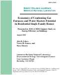 Cover page: Economics of Condensing Gas Furnaces and Water Heaters Potential in Residential Single Family Homes