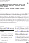 Cover page: Childcare Providers’ Nominations of Preschool Children at Risk for Mental Health Problems: Does it Discriminate Well Compared to the Caregiver-Teacher Report Form (C-TRF)?