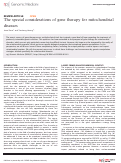 Cover page: The special considerations of gene therapy for mitochondrial diseases.