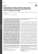 Cover page: Obesity Reduces Maternal Blood Triglyceride Concentrations by Reducing Angiopoietin-Like Protein 4 Expression in Mice