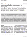 Cover page: Cortical morphology in patients with the deficit and non-deficit syndrome of schizophrenia: a worldwide meta- and mega-analyses.