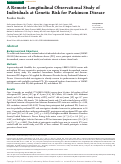 Cover page: A Remote Longitudinal Observational Study of Individuals at Genetic Risk for Parkinson Disease