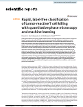 Cover page: Rapid, label-free classification of tumor-reactive T cell killing with quantitative phase microscopy and machine learning