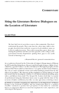 Cover page: Siting the Literature Review: Dialogues on the Location of Literature